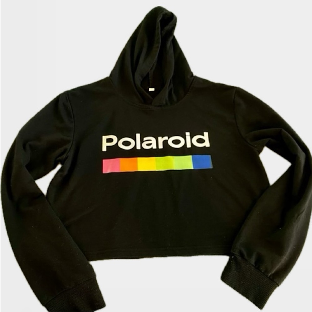 Polaroid camera cropped T-shirt hoodie size medium